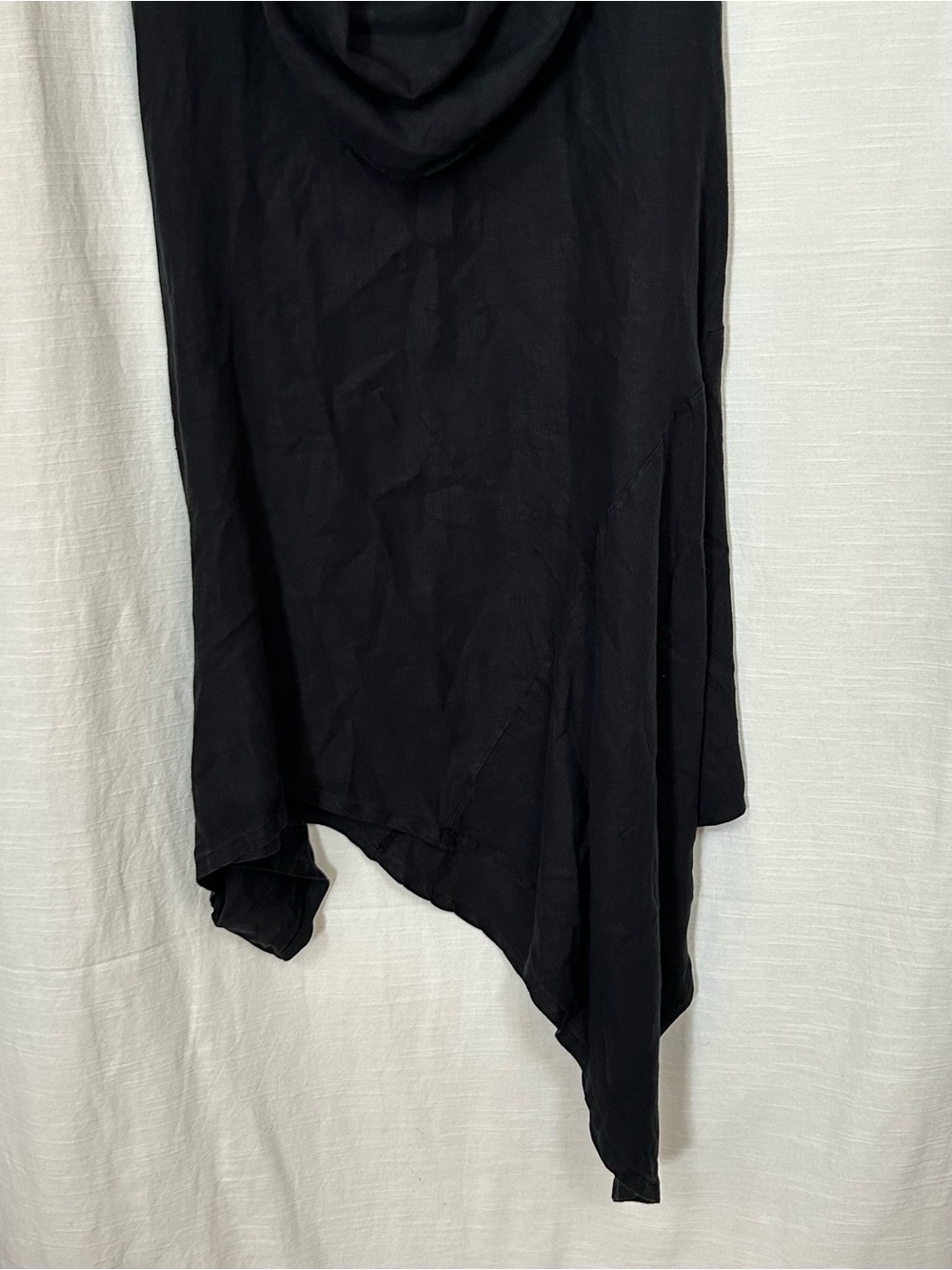 Bryn Walker 100% Linen Black Asymmetric Cowl‎ Neck Tunic Top or Mini Dress - Picture 2 of 9